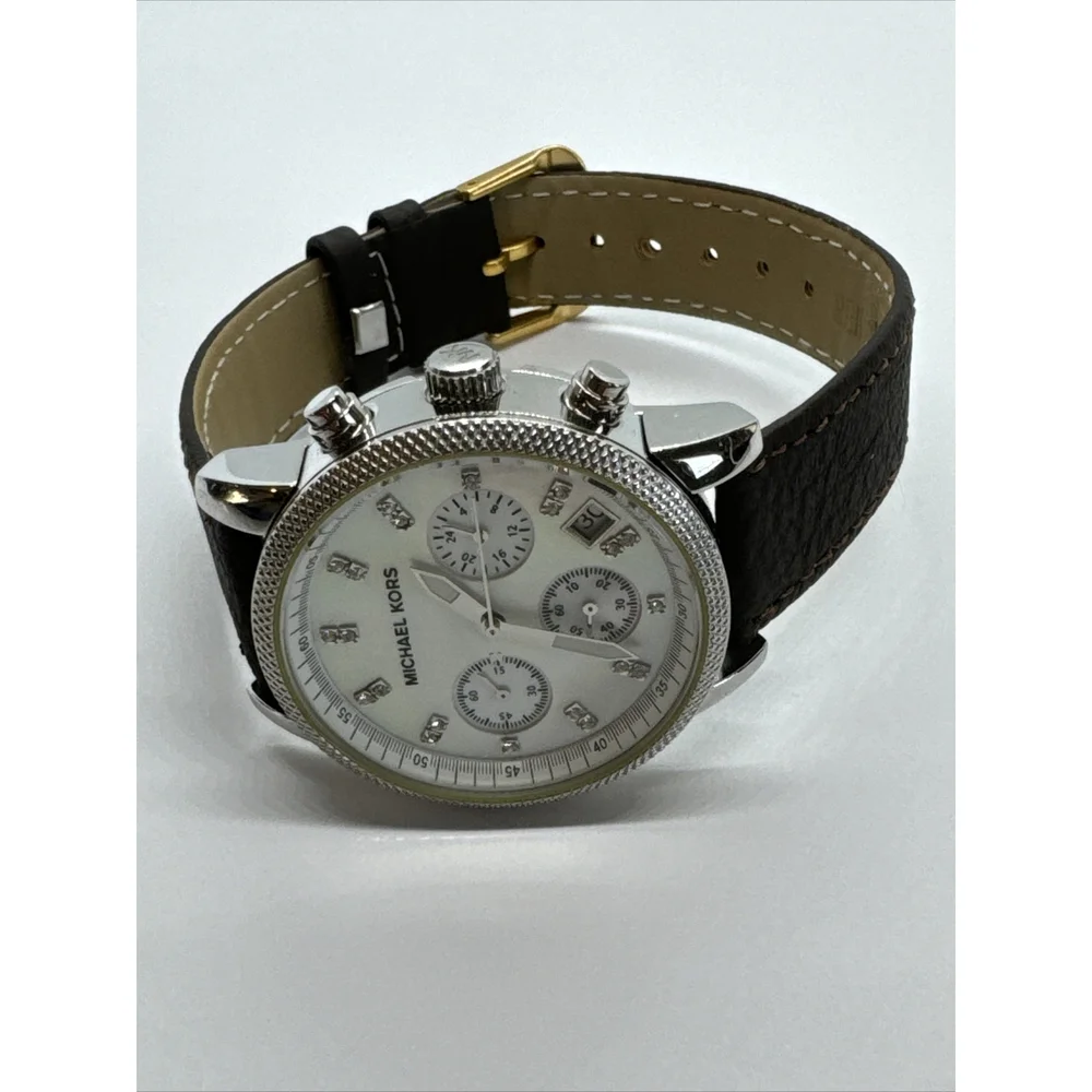 Michael Kors MK5020 Women's Black Leather Analog Dial Wrist Quartz Watch AEA040